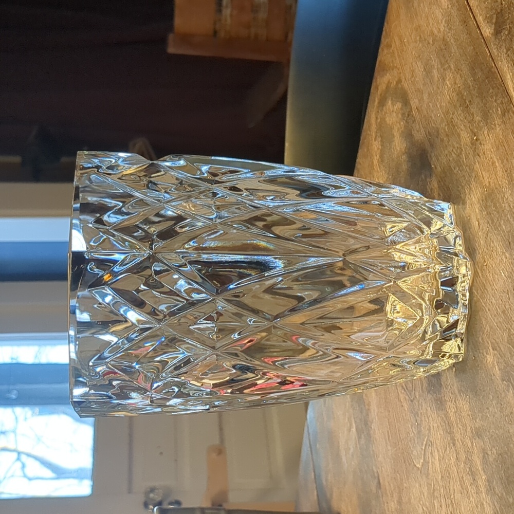 Cristal D'Arques Vase Diamond Pattern JG Durand ICY Crystal France Large Sparkly